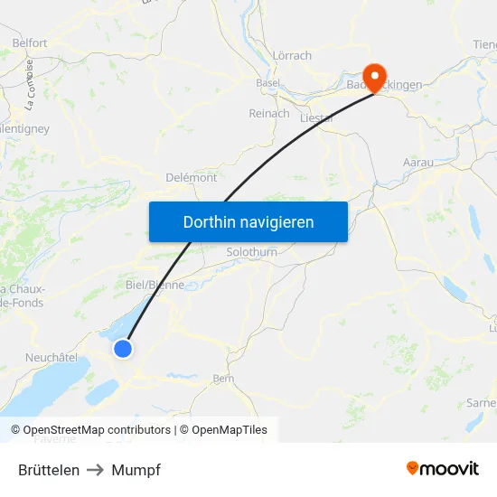 Brüttelen to Mumpf map