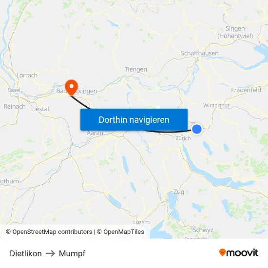 Dietlikon to Mumpf map
