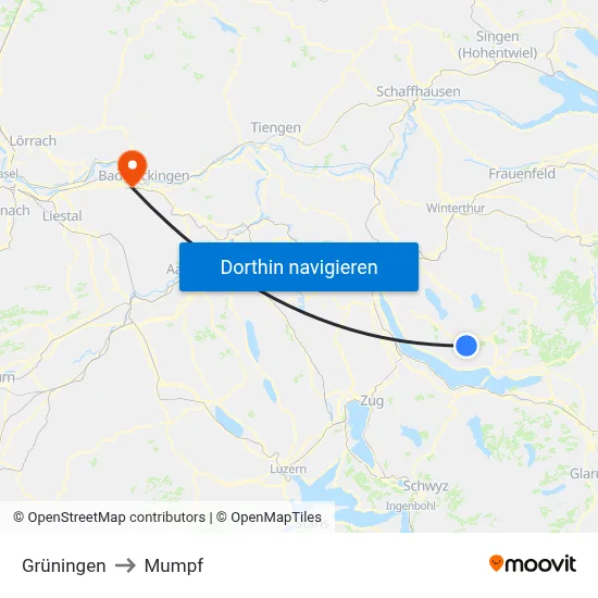 Grüningen to Mumpf map