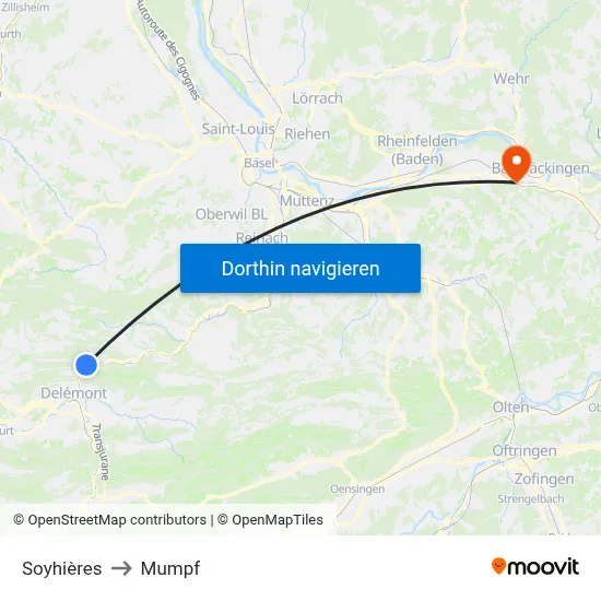Soyhières to Mumpf map