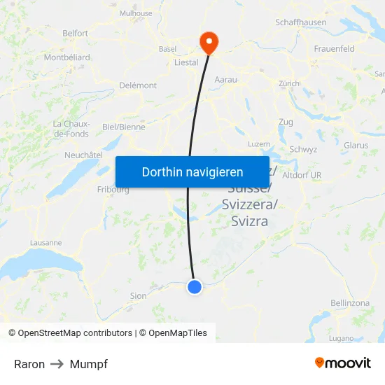 Raron to Mumpf map