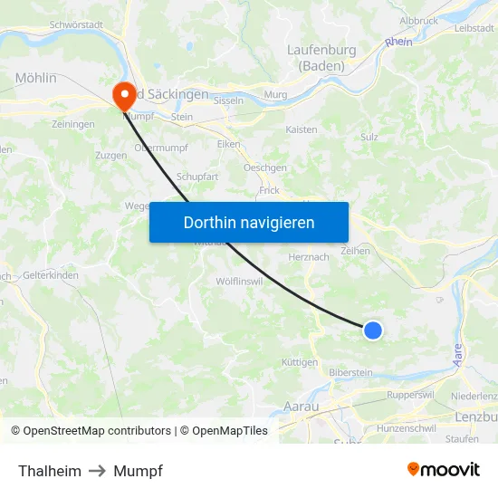 Thalheim to Mumpf map