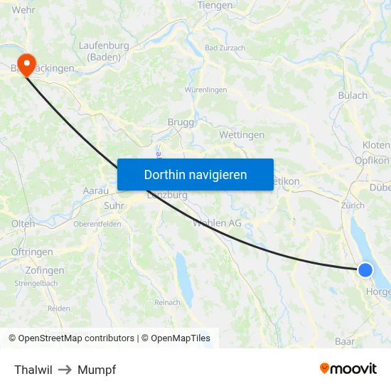 Thalwil to Mumpf map