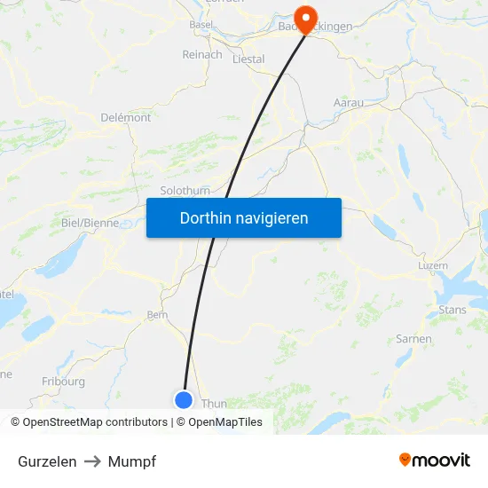 Gurzelen to Mumpf map