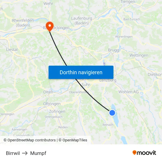 Birrwil to Mumpf map
