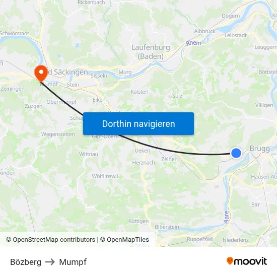 Bözberg to Mumpf map