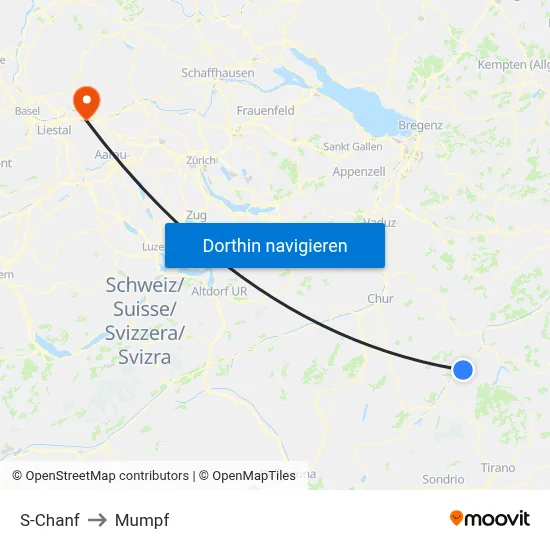 S-Chanf to Mumpf map