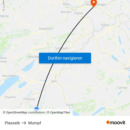 Plasselb to Mumpf map