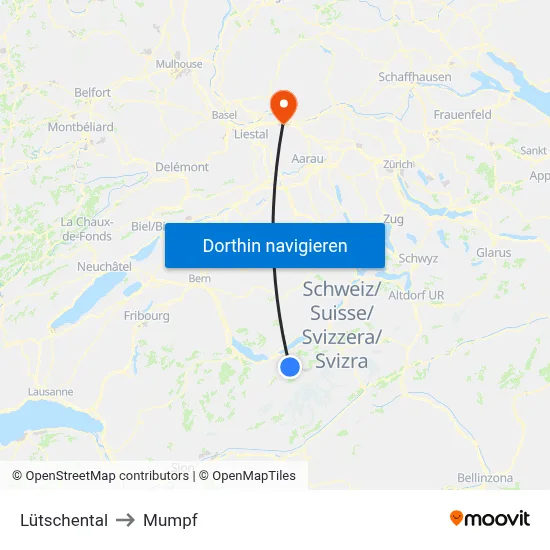 Lütschental to Mumpf map