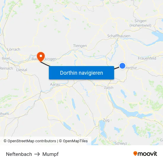 Neftenbach to Mumpf map
