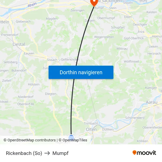 Rickenbach (So) to Mumpf map