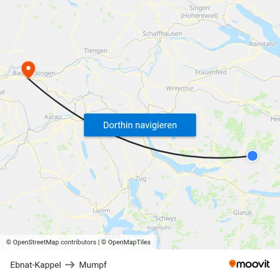 Ebnat-Kappel to Mumpf map