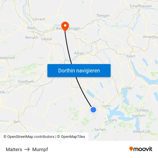Malters to Mumpf map