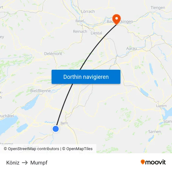 Köniz to Mumpf map