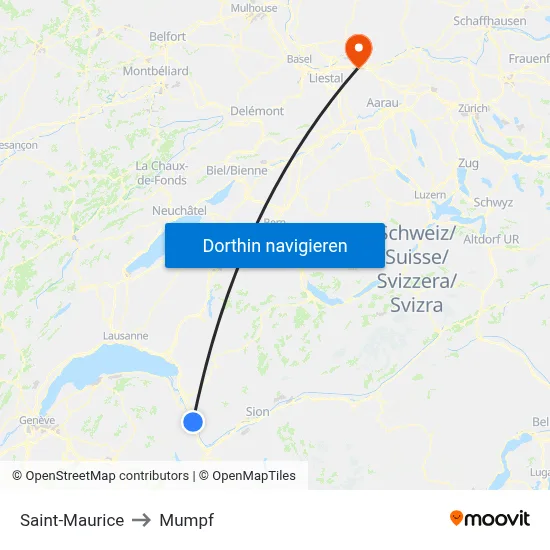 Saint-Maurice to Mumpf map