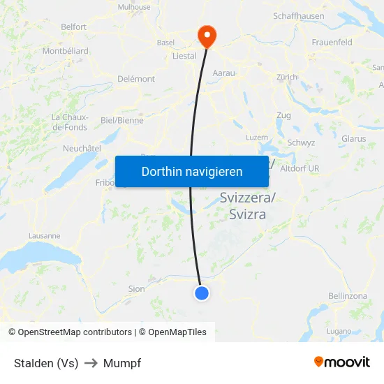 Stalden (Vs) to Mumpf map