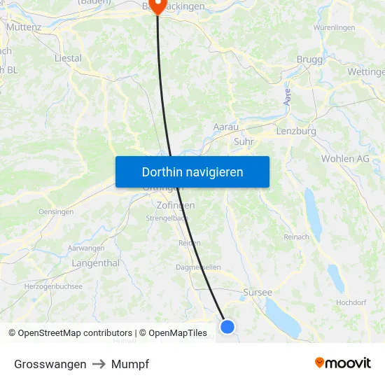 Grosswangen to Mumpf map
