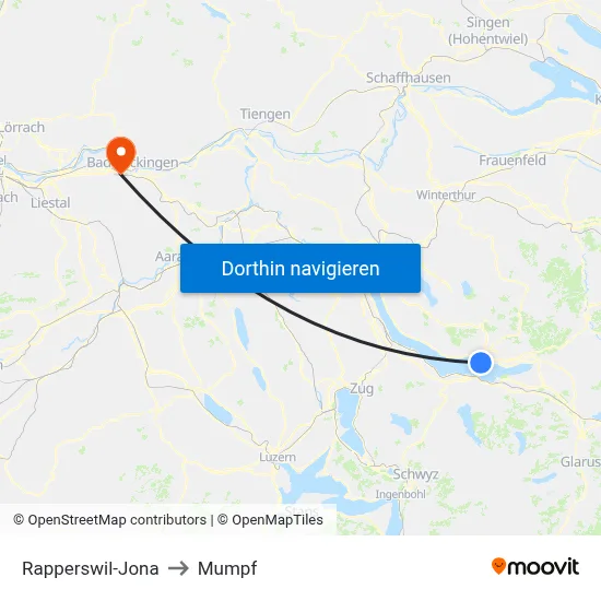 Rapperswil-Jona to Mumpf map