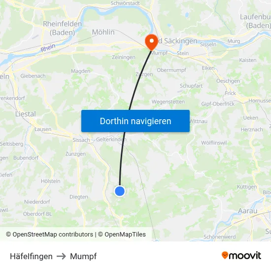 Häfelfingen to Mumpf map