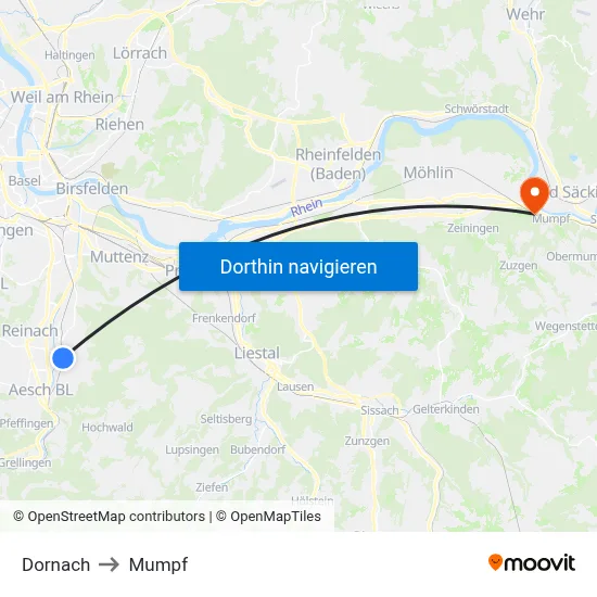 Dornach to Mumpf map