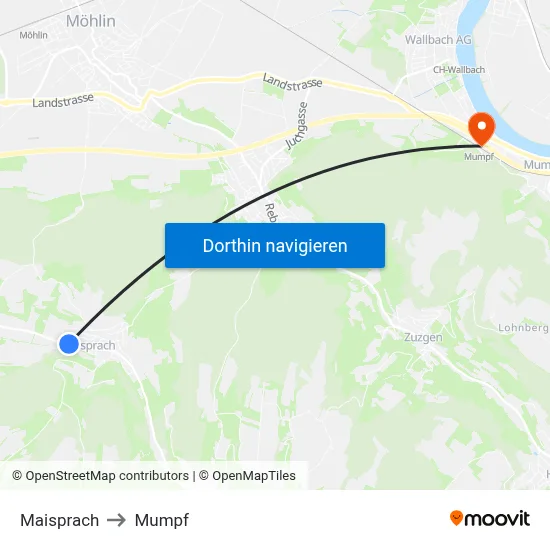 Maisprach to Mumpf map