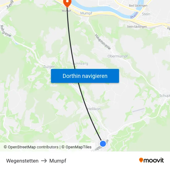 Wegenstetten to Mumpf map