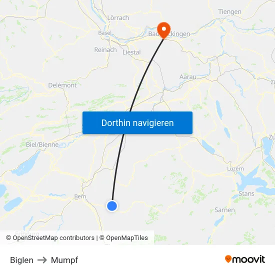 Biglen to Mumpf map