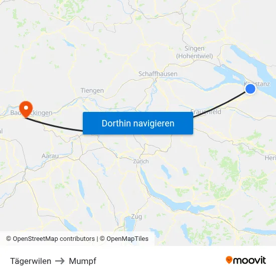 Tägerwilen to Mumpf map