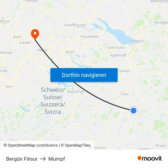 Bergün Filisur to Mumpf map