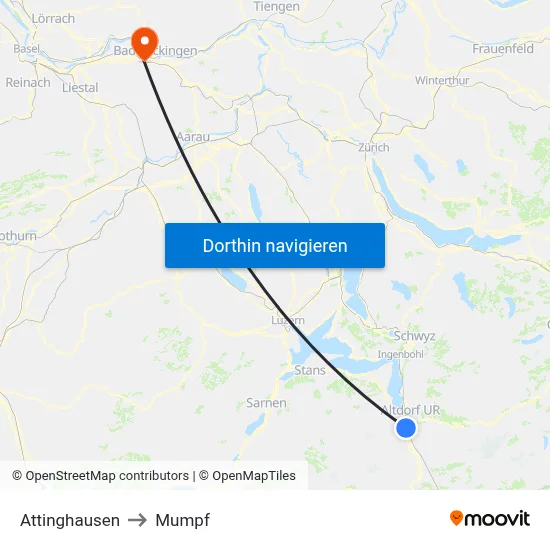 Attinghausen to Mumpf map