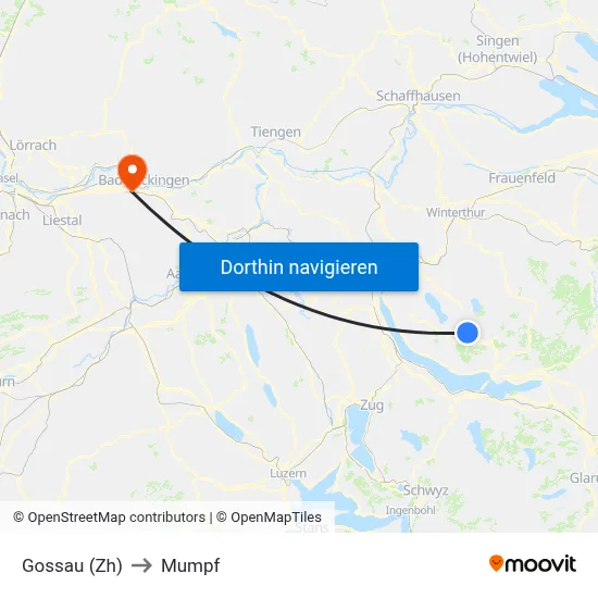 Gossau (Zh) to Mumpf map