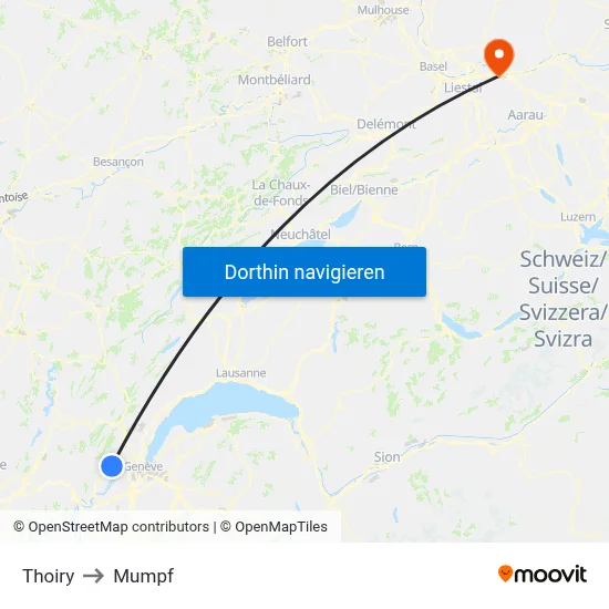 Thoiry to Mumpf map