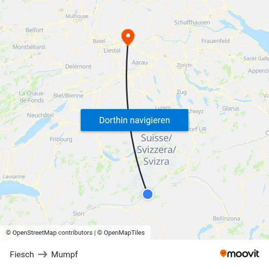 Fiesch to Mumpf map