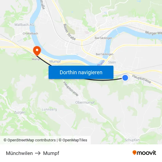 Münchwilen to Mumpf map