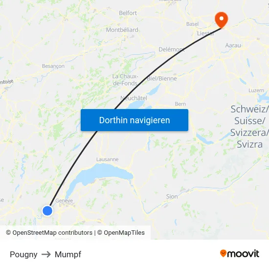 Pougny to Mumpf map