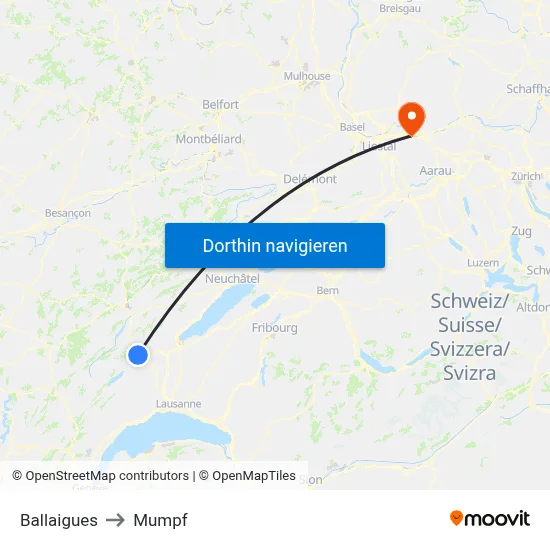 Ballaigues to Mumpf map