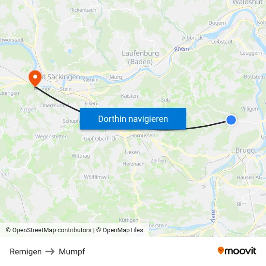 Remigen to Mumpf map
