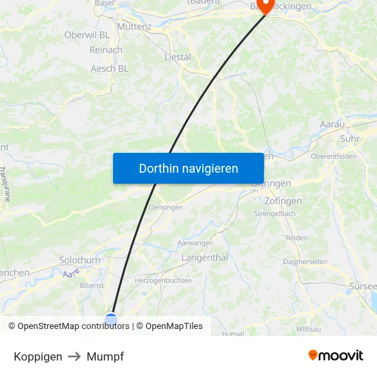 Koppigen to Mumpf map
