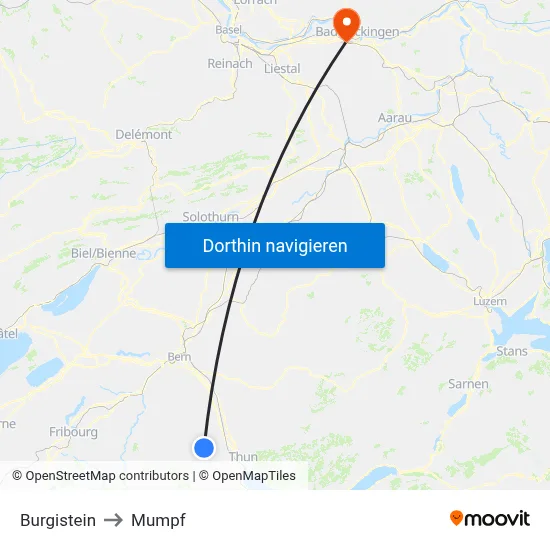 Burgistein to Mumpf map