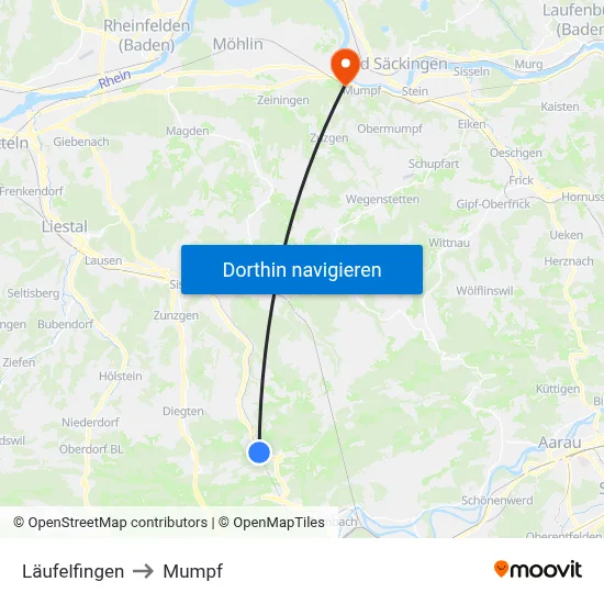 Läufelfingen to Mumpf map
