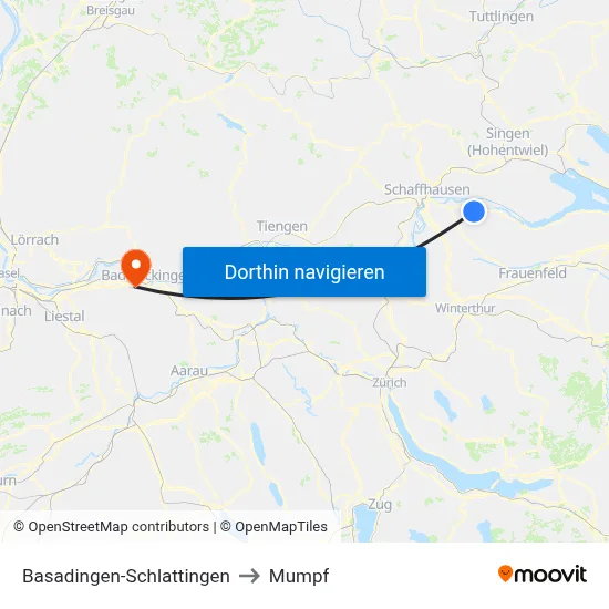Basadingen-Schlattingen to Mumpf map