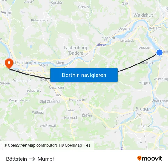 Böttstein to Mumpf map