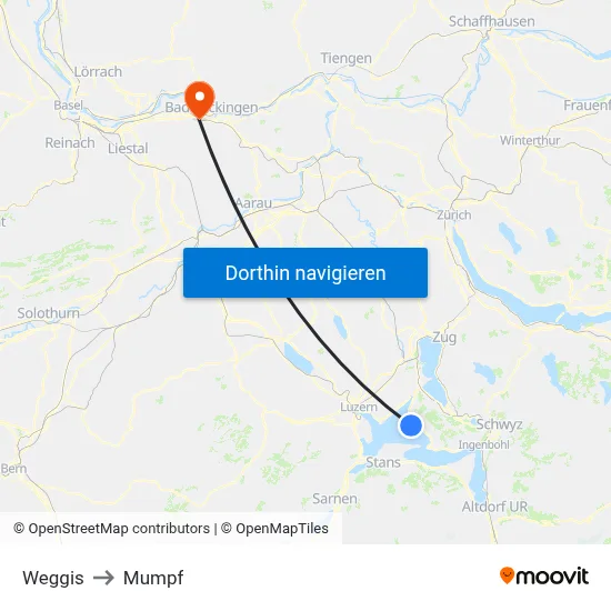 Weggis to Mumpf map