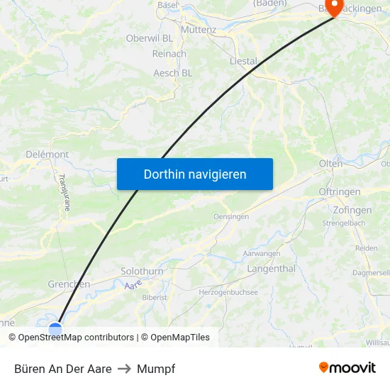 Büren An Der Aare to Mumpf map