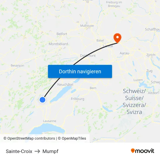 Sainte-Croix to Mumpf map