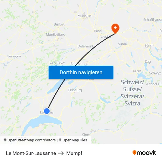 Le Mont-Sur-Lausanne to Mumpf map