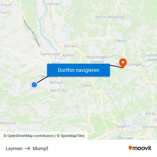 Leymen to Mumpf map