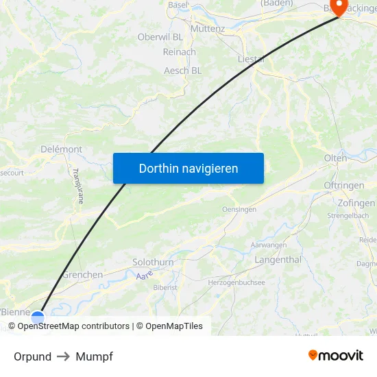 Orpund to Mumpf map