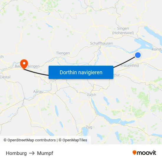 Homburg to Mumpf map