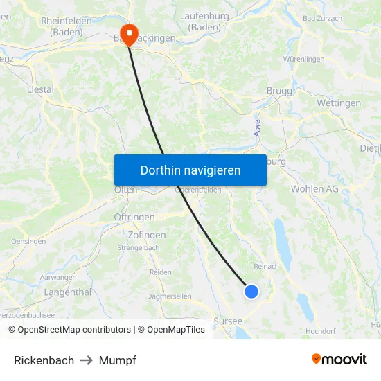 Rickenbach to Mumpf map